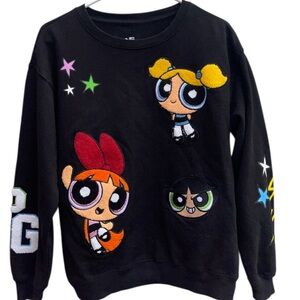 Black Powerpuff Girls Embroidered Kids Sweatshirt